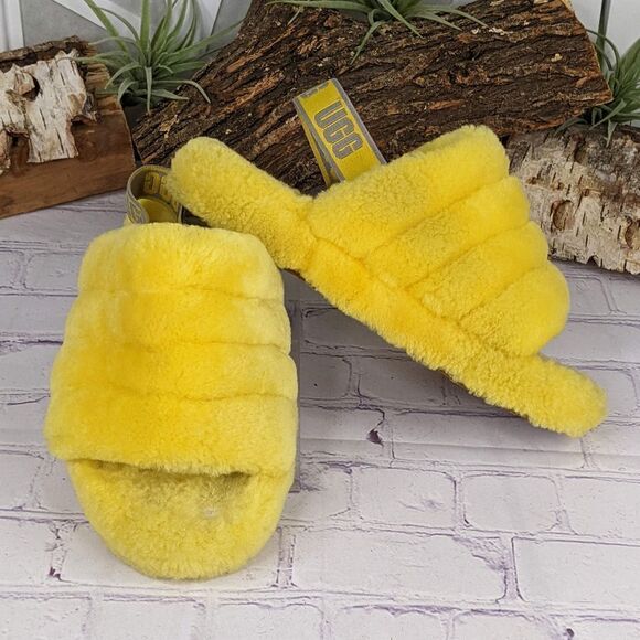 UGG Fluff Yeah Slides - Yellow - Picture 1 of 9